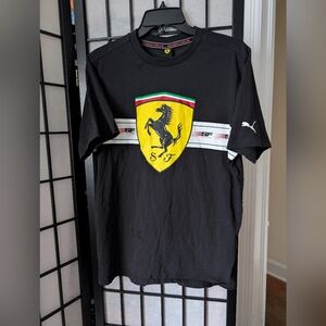 Puma Black Short Sleeve Tee with Yellow Ferrari Shield